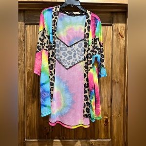 Crazy train Tie dye and leopard duster